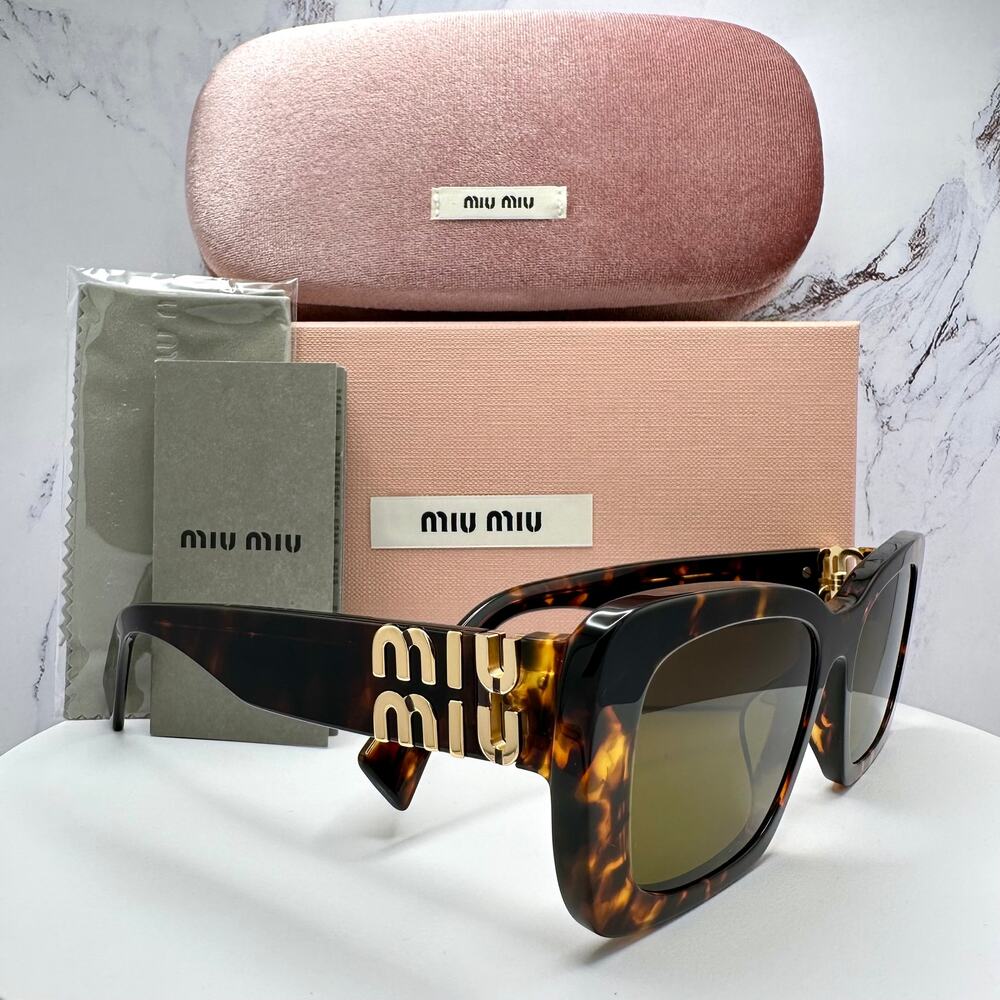 New MIU MIU Sunglasses Brown Tortoise Acetate Gol… - image 13